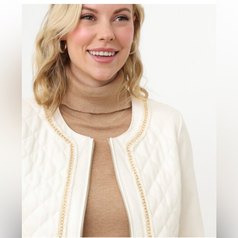 Cleo NWT  Quilted Vegan Leather French Jacket size MP. - Picture 6 of 12